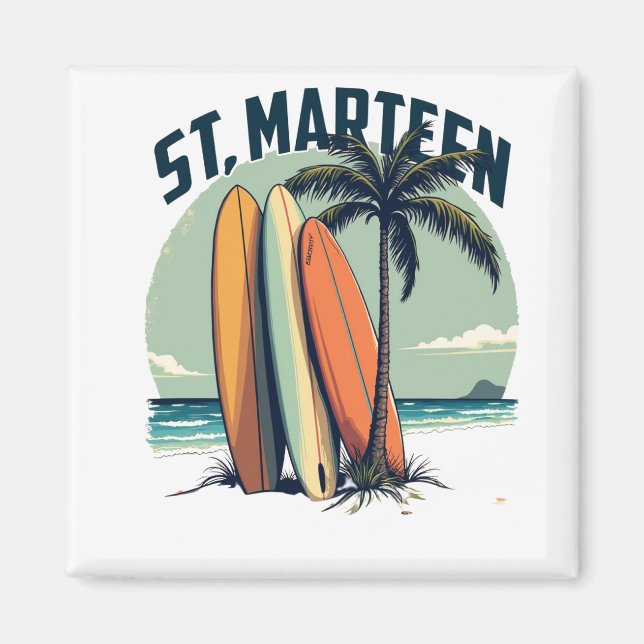 Magnet St. Marteen - Surfboards und Retro-Strand (Vorne)