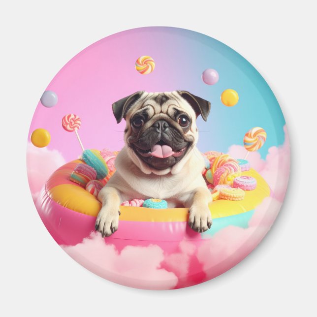 Magnet – Süßer glücklicher Mops  (Vorne)