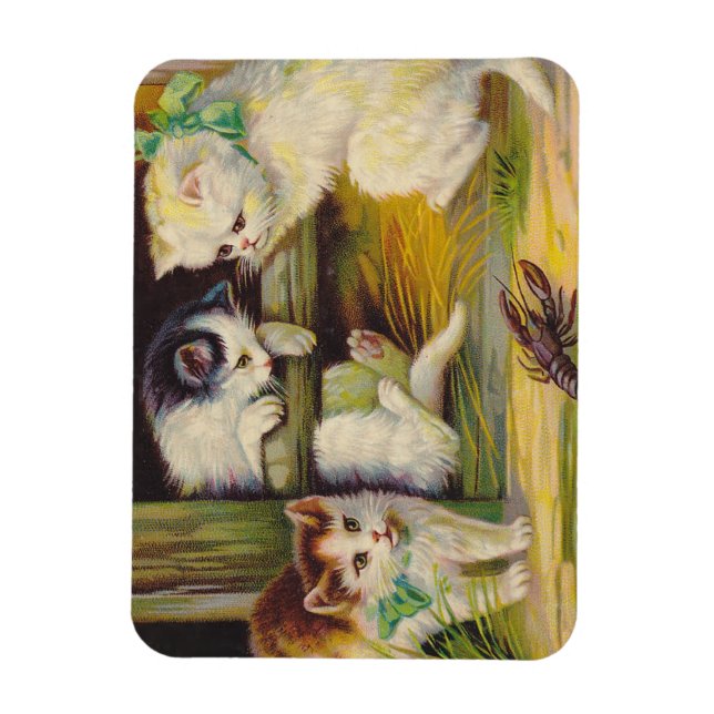 Magnet Vintag Antike Niedliche Kätzchen Katzen Lan (Vertikal)