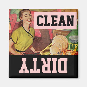 Magnet Vintage Retro Glückliche Hausfrau Geschirrs