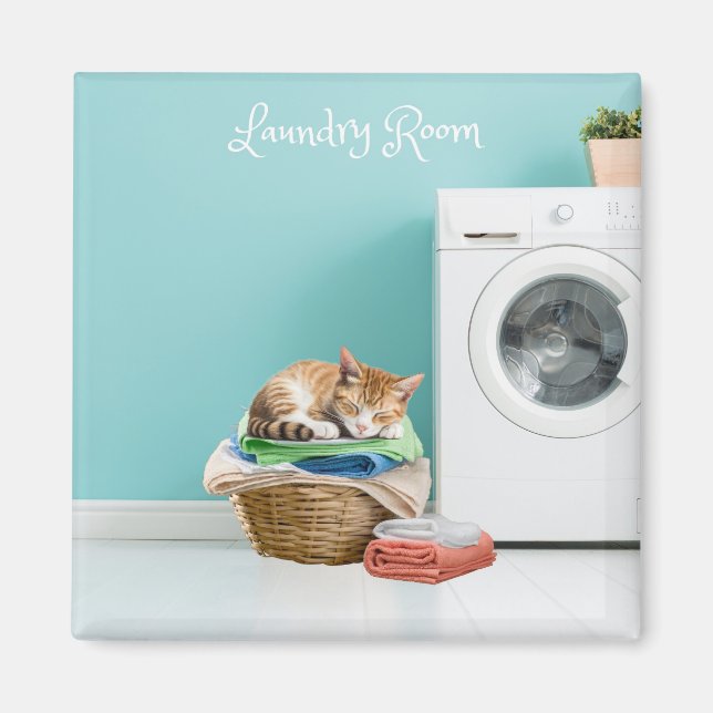 Magnet, Waschküche mit Katze Magnet (Vorne)