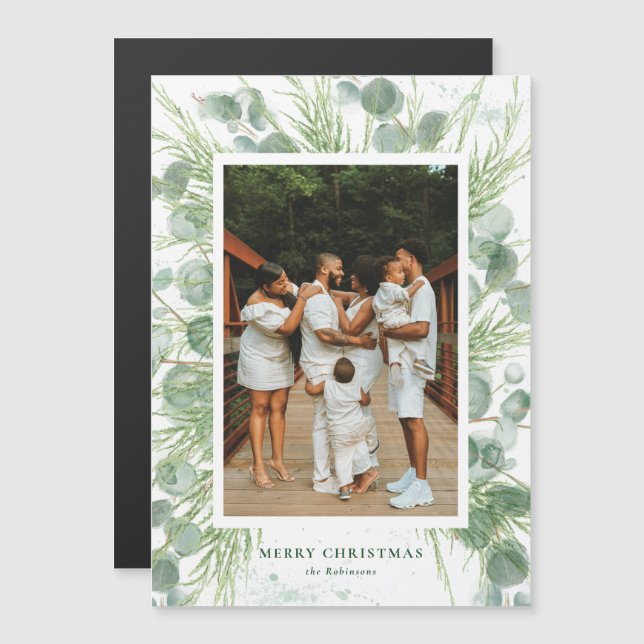 Magnet Wasserfarbe Eukalyptus & Pine Weihnachtskar (Vorne/Hinten)