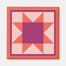 Magnet - Zahn-Sternenquiltplatz (orange/rosa)