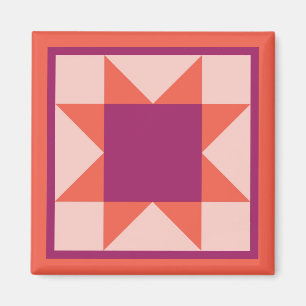 Magnet - Zahn-Sternenquiltplatz (orange/rosa)