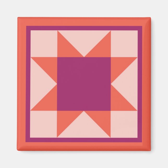 Magnet - Zahn-Sternenquiltplatz (orange/rosa) (Vorne)