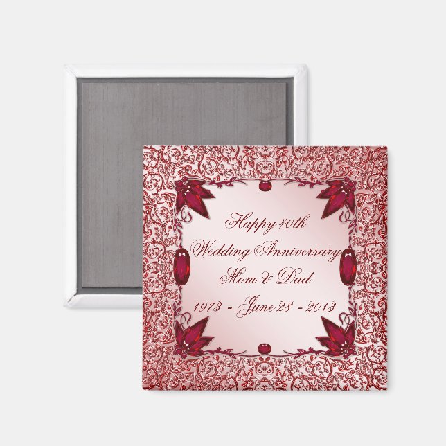 Magnet zum 40. Hochzeitstag (Vorderseite/Rückseite)