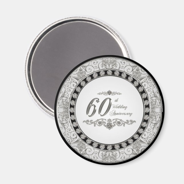 Magnet zum 60. Hochzeitstag (Vorderseite/Rückseite)