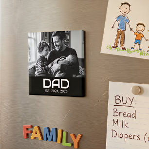 Magnet zum Vatertag mit Foto "Dad Established"