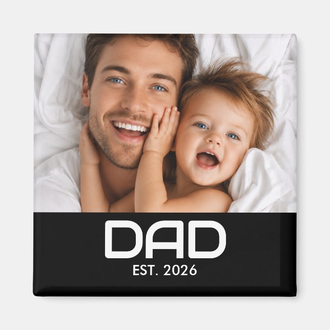 Magnet zum Vatertag mit Foto 'Dad Established' (Vorne)