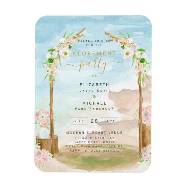 MAGNETIC Beach Coast Elopement Party laden Magnet (Vertikal)