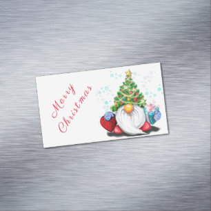 Magnetic Christmas Card Gnome mit Geschenken Magnetische Visitenkarte