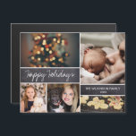 Magnetic Christmas Family Collage Foto Holidays Magnetkarte<br><div class="desc">Magnetische Weihnachtskarten sind eine einzigartige und lustige Methode,  um es der Familie leicht zu machen,  Ihre Urlaubskarten anzuzeigen. Personalisieren Sie dieses Foto Collage mit Ihrem Gruß (Happy Holidays ist bearbeitbar) und Fotos. modern mit Kalksteinblöcken.</div>