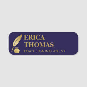 Magnetic Employee Notary Luxury Navy & Gold Namensschild