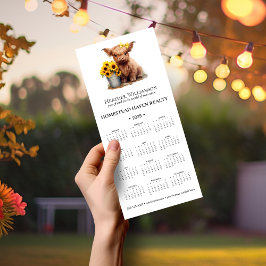 Magnetic Highland Cow Business Calendar 2025 Magnetkarte
