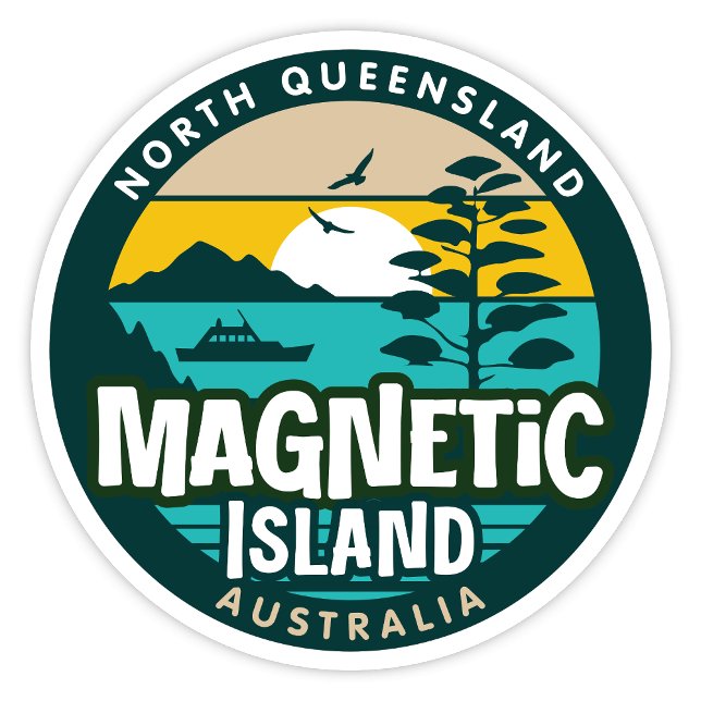 Magnetic Island, Queensland Australien Aufkleber (Magnetic Island, North Queensland Australia Retro Round Sticker)