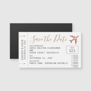 Magnetic Mini Boarding Pass Save the Date Kupfer Magnetkarte