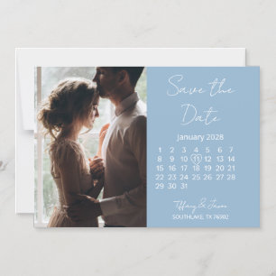 Magnetic Save the Date 31 Days Calendar Light Blue Magneteinladung