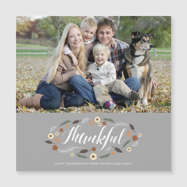 Magnetic Thankful Erntedank Foto Card Magnetkarte (Vorderseite)