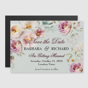 *Magnetisch elegante florale Hochzeit - Save the D Magnetkarte
