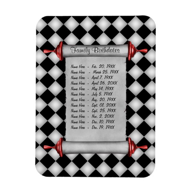 Magnetische Geburtstagsfamilien - Erinnerung indiv Magnet (Vertikal)