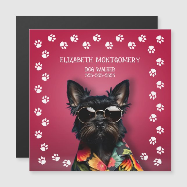 MAGNETISCHE Hundeschwalbe Pfoten drucken große Kar Magneteinladung (Vorne/Hinten)