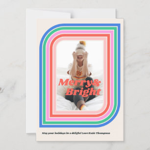 Magnetische Merry & Bright Retro Holiday Foto Card Magneteinladung