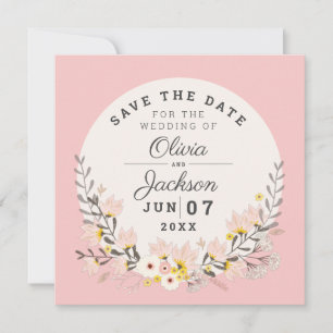Magnetische Save the Date chic floral blassrosa  Einladung