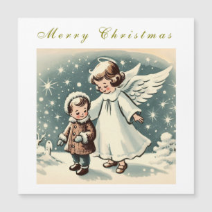 Magnetische Weihnachtskarte mit Engel und Kind Magnetkarte