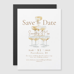 Magnetischer Champagner-Turm Hochzeit Save-the-Dat Magneteinladung