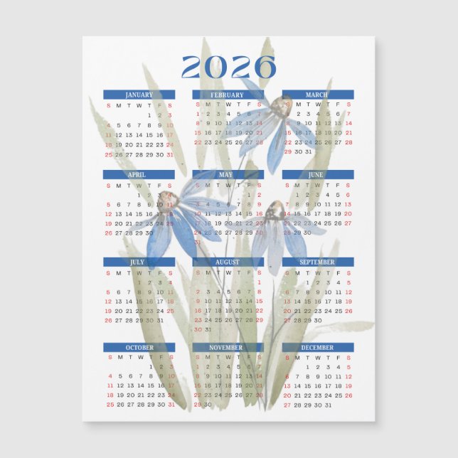 Magnetischer Kalender 2026 - Blaue Milchfarben Magnetkarte (Vorderseite)