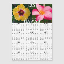 Magnetischer Kalender 2026 Hawaii-Blume