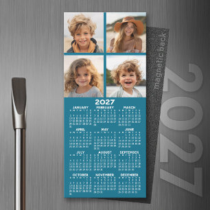 Magnetischer Kalender mit FotoCollage - blau Magnetkarte