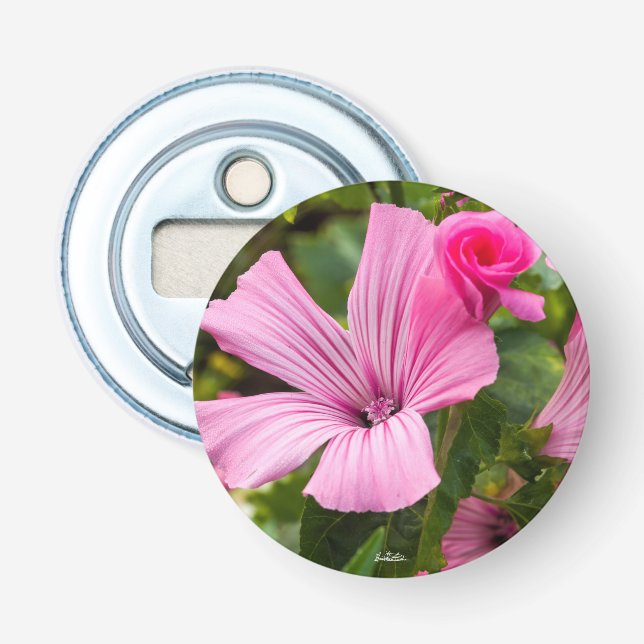 magnetisierter Flaschenöffner rosa Blume mit dem (Vorderseite)