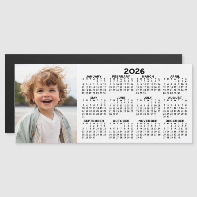 Magnetkalender 2026 mit FotoCollage Magnetkarte (Vorne/Hinten)