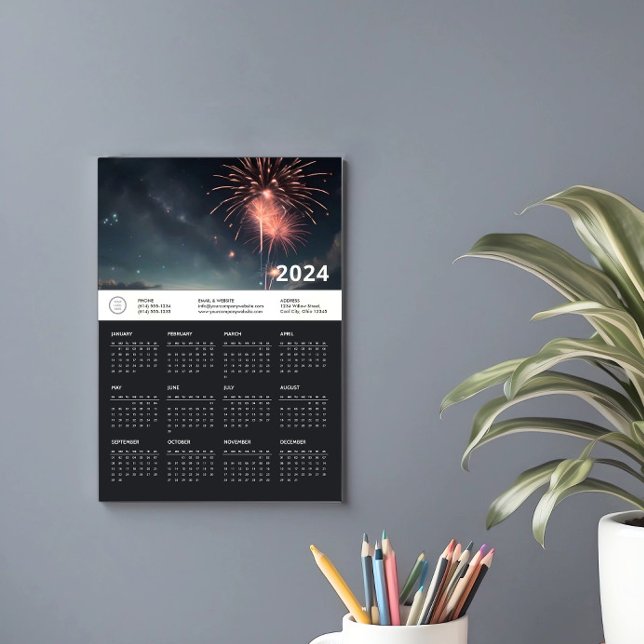 Magnetkalender-Karte für 2024 Werbeaktion Firmenlo Magneteinladung (Home Office Calendar)