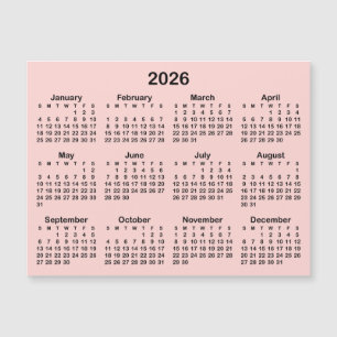 Magnetkalender Minimalistisch Blush and Black 2026 Magnetkarte