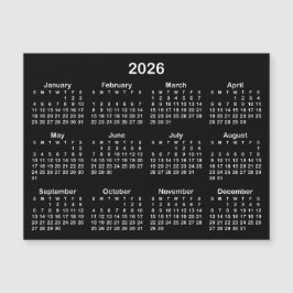 Magnetkalender Minimalistisch Schwarz/Weiß 2026 Magnetkarte