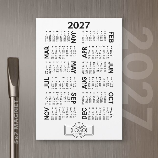Magnetkalender mit Magnetkarte für Firmenlogos (2027 Calendar Magnet)
