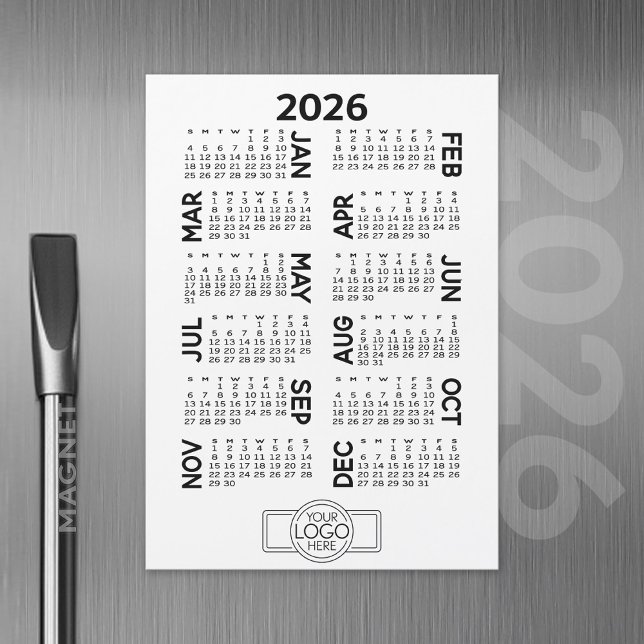 Magnetkalender mit Magnetkarte für Firmenlogos (2026 Calendar with A Logo and Magnetic Back)