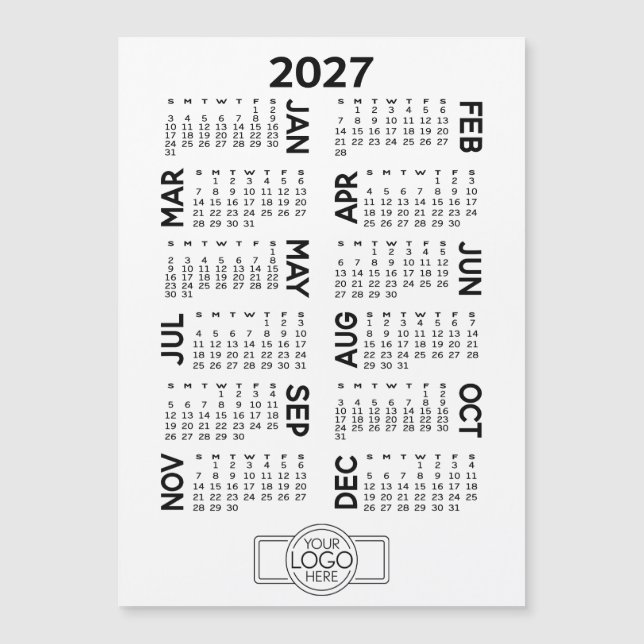 Magnetkalender mit Magnetkarte für Firmenlogos (Vorderseite)