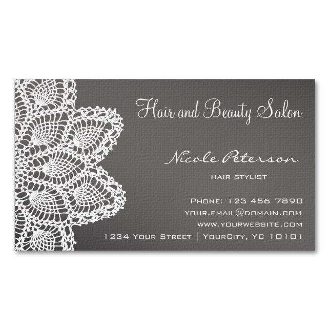 Magnetkarte der weißen Spitzes - Haar und Magnetische Visitenkarte (Vorderseite)