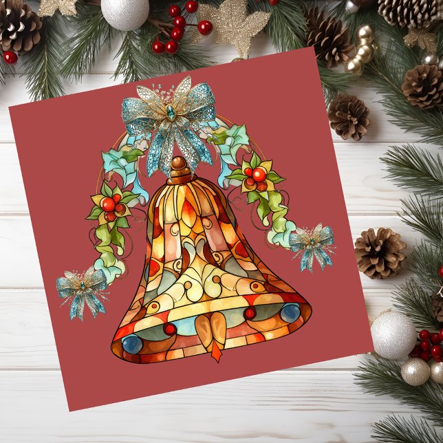 Magnetkartenverkleidung Magnetkarte (Stained glass Christmas bell card.)