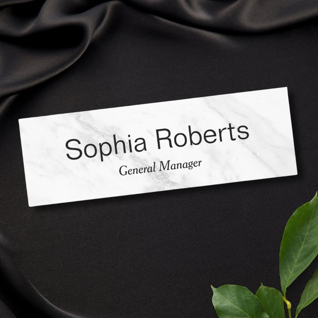 Magnetnamenstempel-Abzeichen des Mitarbeiters marb Namensschild (White Marble Name Badge)