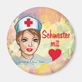 Magnetpin - Schwester mit Herz Magnet