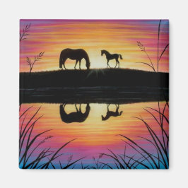 Magnetquadrat für Mare und Fohlen-Sunrise Magnet