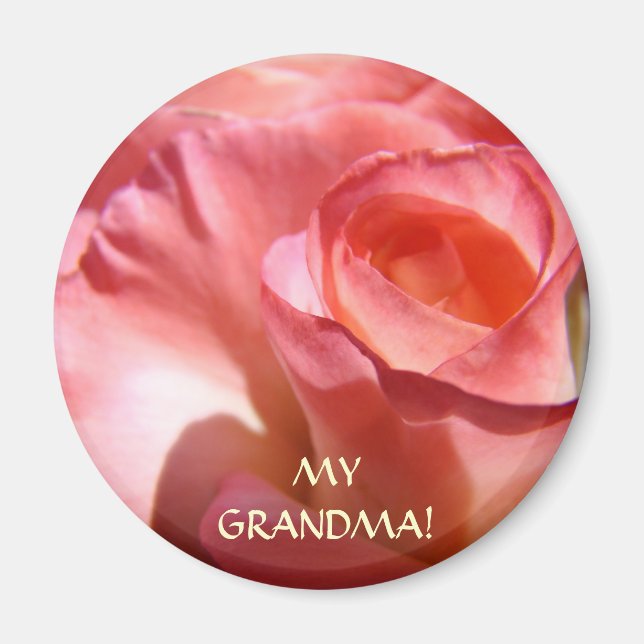 MAGNETS Pink Rose Blume MEIN GRANDMA! Magnet (Vorne)