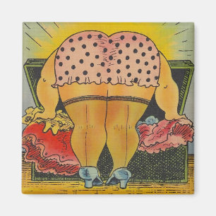 Magnets Vintage Rosa & Schwarze Punkte-Blütenhösch Magnet