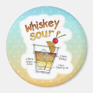 MAGNETS - WHISKEY SOUR RECIPE COCKTAIL ART MAGNET