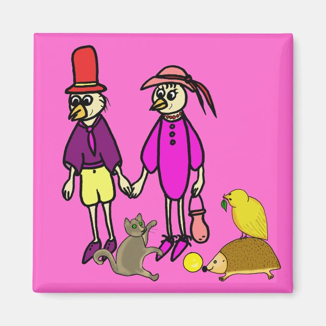 Magnetvögel-Cartoon Magnet (Vorne)