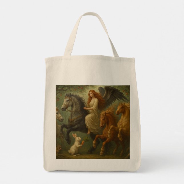Magnificent Horses and Angel Tote Bag Tragetasche (Rückseite)